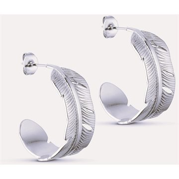 WOLFF JEWELRY LEAFY HOOPS SILVER - 808